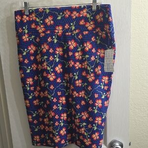 NEW LuLaRoe Blue Floral "Cassie" Pencil Skirt Size XL